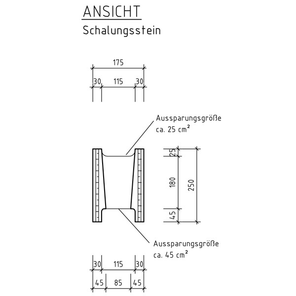 Beton-Schaltungsstein - Ansicht Referenzbild